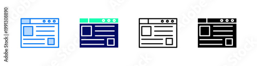 Blog Multiple Style Icon Set Vector 