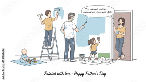 Painted with love: A heartwarming scene unfolds as a family engages in a collaborative painting project, creating a bond filled with love and warmth.