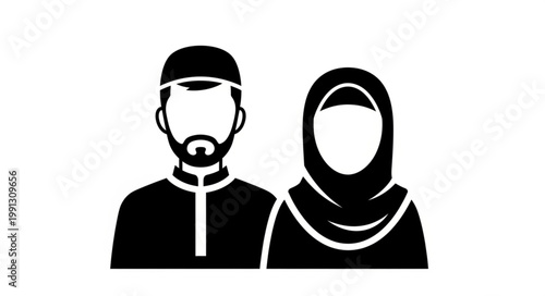 Muslim couple illustration - A symbol of faith and togetherness in Islam.