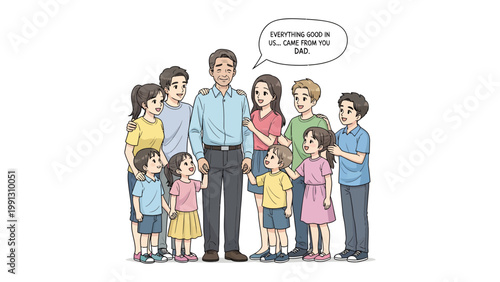 Family Gathering: A depiction of a close-knit family, united in warmth and affection, where each member shares a common bond of love and support, forming a strong emotional connection.