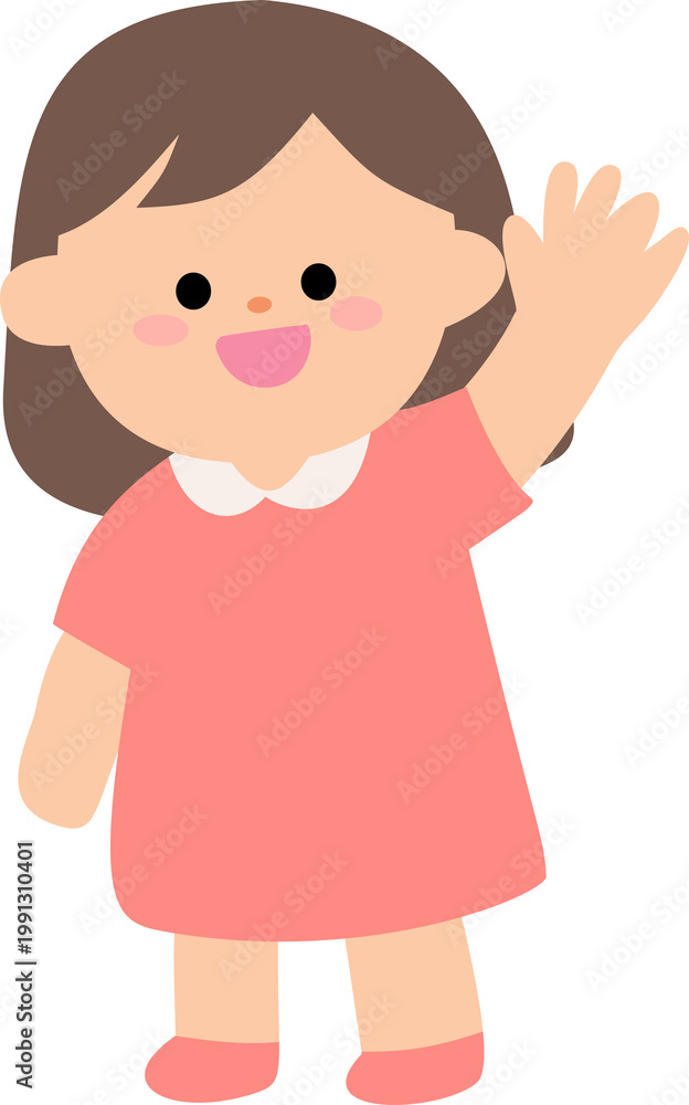 Fototapeta premium Girl Child Waving Character
