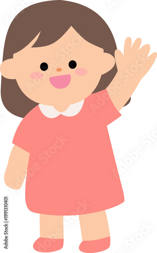 Girl Child Waving Character