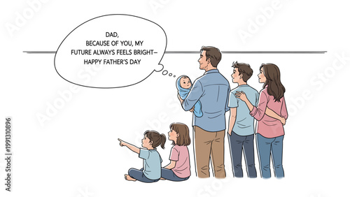 Family's Father Day: A heartfelt Father's Day scene unfolds, with a father, cradling his newborn, surrounded by his family. The image reflects on the profound bond of family, love.