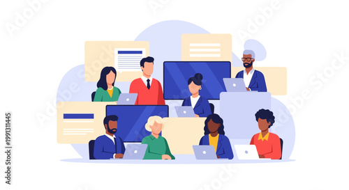 Diverse team working together.