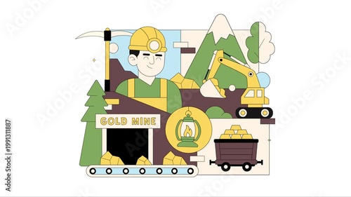 Animation of Gold Mine Vector Illustration