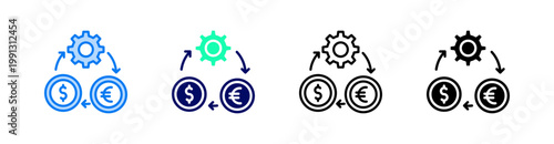 Arbitrage Multiple Style Icon Set Vector 