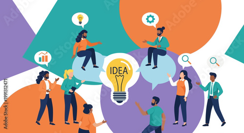 People with creative idea lightbulb.