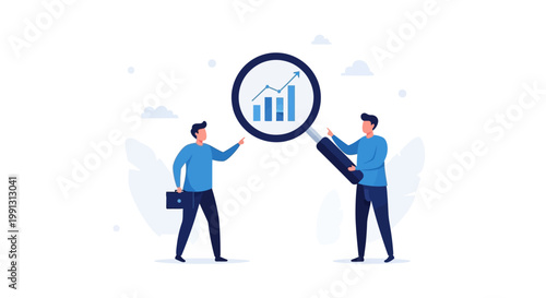 Businessmen Analyze Graph Chart.