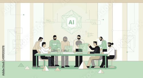 People Working Around Meeting Table.