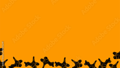 Galangal Pattern. Handdrawn Root Illustration. Botanical Spice Background. for Packaging Textile Design