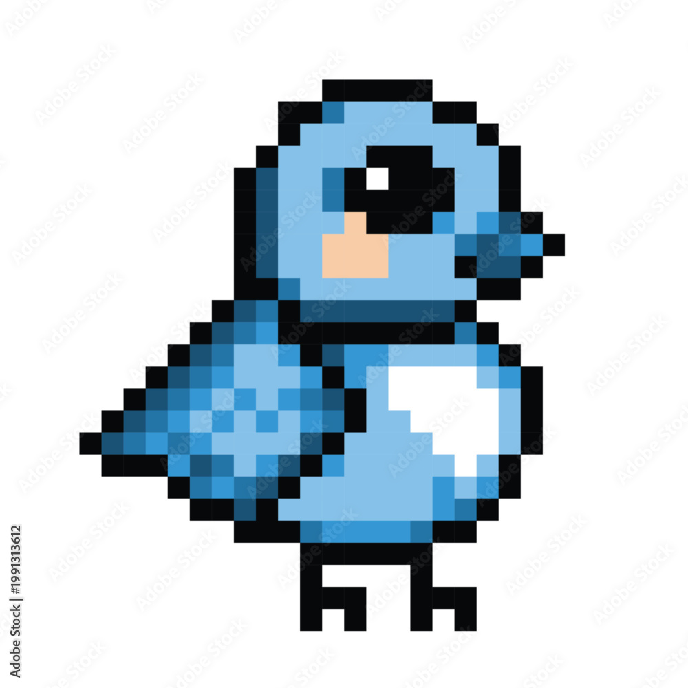 Fototapeta premium Blue Pixel Bird Sprite
