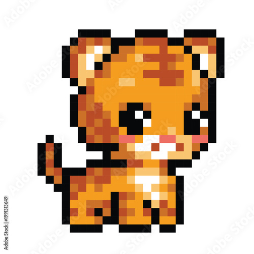 Pixel Tiger Cute Illustration