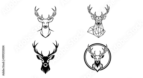 Elegant Deer Head Illustrations - A Collection of Stag Designs.