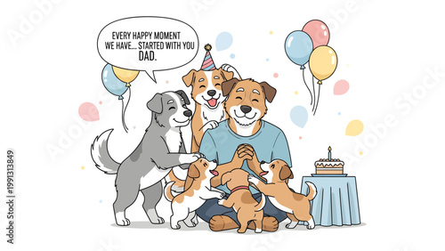 Celebration of Canine Companionship: An affectionate gathering of dogs, united in a heartwarming display of love, joy, and the special bond shared. A moment of pure happiness is captured.