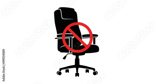No Sitting Office Chair Prohibition Sign Silhouette