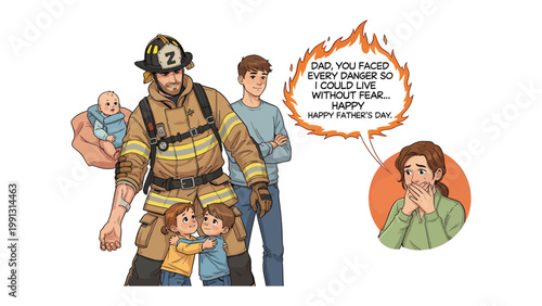 Firefighter's Father's Day: A heartfelt tribute to a firefighter father, celebrating his bravery and sacrifice with a touching message. 