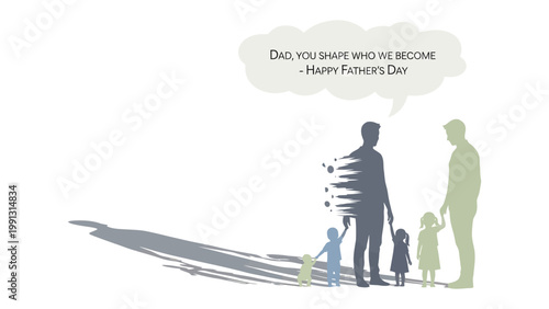 Fathers Day, Loving bond: A silhouette scene of a father with his child, conveying a deep, tender bond. A heartwarming message. 