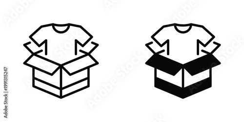 Clothing Delivery Package Vector Line Icon for Retail and Ecommerce