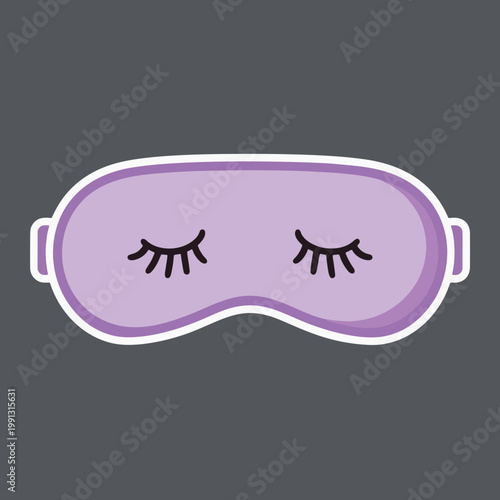 Purple Sleep Mask with Closed Eyes Sticker Vector