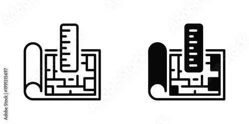 Blueprint Vector Line Icon for engineering and architecture