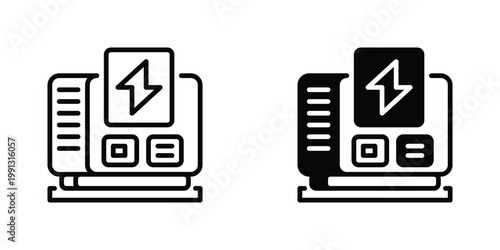 Power Generator Vector Line Icon for industrial energy and electricity