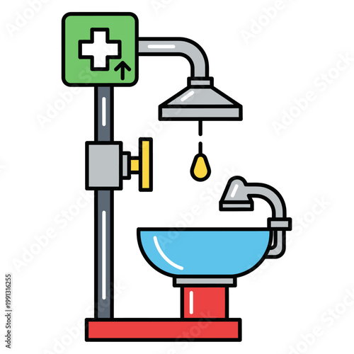 Emergency Eyewash Station and Shower Device for Safety and First Aid