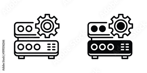 Server Rack Vector Line Icon for information technology and networking