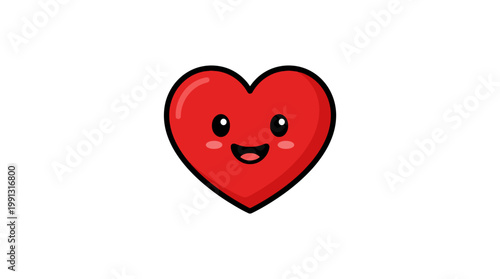 Smiling Red Heart with Face.