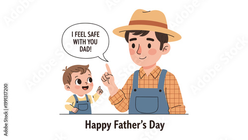 Father's Day Sentiment: A loving father shares a heartwarming moment with his child, conveying a sense of security and paternal love for a cherished relationship.