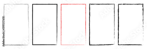 Hand drawn doodle grunge square highlights. Charcoal pen rectangle borders. Ink empty black boxes set. Rectangle borders collections. Rubber square stamp imprint. Vector illustration. EPS 10 .