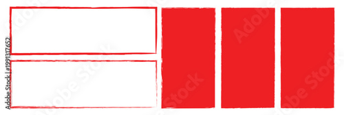 Hand drawn doodle grunge square highlights. Charcoal pen rectangle borders. Ink empty black boxes set. Rectangle borders collections. Rubber square stamp imprint. Vector illustration. EPS 10 .