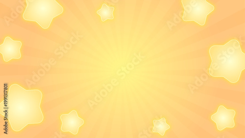 輝く星が飛び出している黄色のグラデーション16:9背景