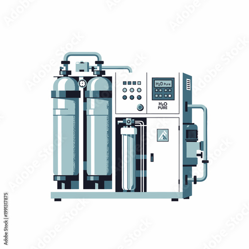 Modern Water Purification System with Tanks and Control Panel