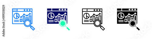 Market Research Multiple Style Icon Set Vector 