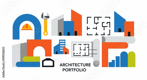 Architecture design elements and symbols.