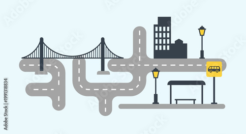 City Road Infrastructure Graphic Illustration.