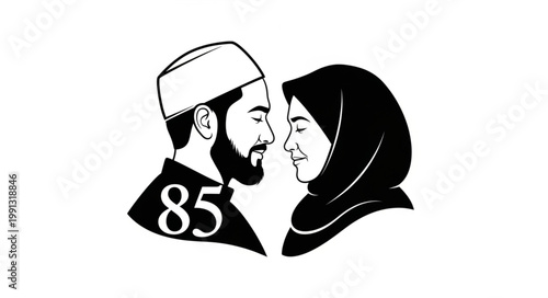 Muslim Couples Portrait - A Symbolic Representation of Love and Faith.