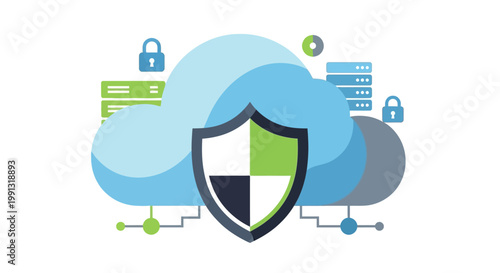 Cloud Security Shield Icon Graphic.