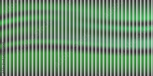 Dark green neon gradient ribbed glass. Vector ribbed glass texture background. Mesh gradient. acrylic ribbed bath surface. Reeded glass background semitransparent overlay. Bath wall window
