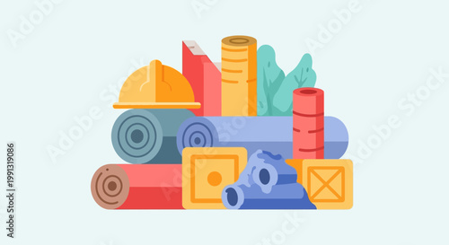 Construction tools and equipment stack.