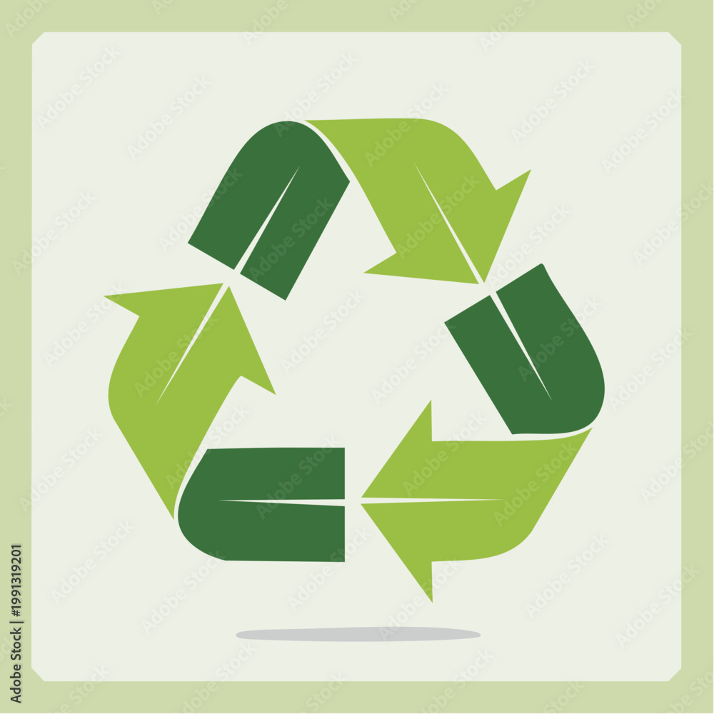 Obraz premium Recycle symbol with green arrows and leaf design
