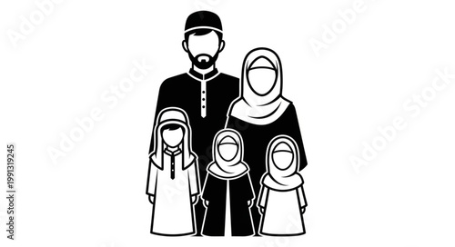 Muslim Family Portrait - A Depiction of Faith and Togetherness.