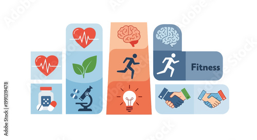 Wellness and fitness icons set.