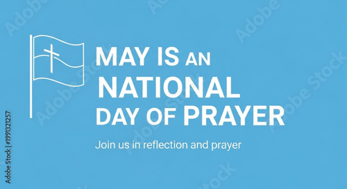 National Day of Prayer graphic with flag and cross promoting reflection and unity suitable for religious or community announcements