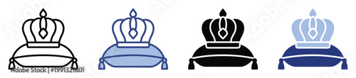 Royal crown resting on a soft cushion symbol for majestic authority wealth and success applications