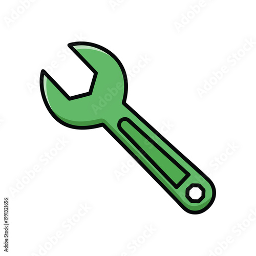 Car mechanic with a wrench inspecting automobile engine for vehicle maintenance and repair