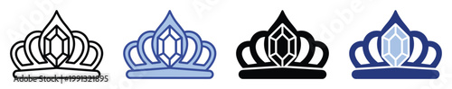 Royal crown icon collection featuring a prominent jewel, suitable for luxury branding and celebratory events
