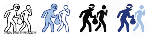 Robber stealing from a person icon representing crime and illegal activity for security applications and web use