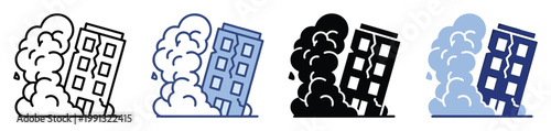 Building destruction vector icon illustrating earthquake damage, demolition, or collapse for emergency services, construction, and disaster warning applications