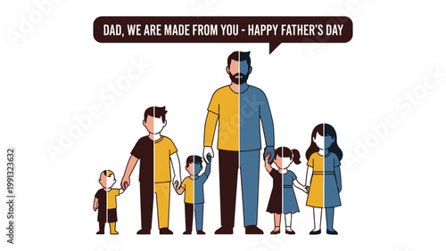 Father's Day Dedication: A graphic art dedicated to fathers. a visual celebration of the paternal bond, depicted with illustrative style, representing lineage and familial connection.